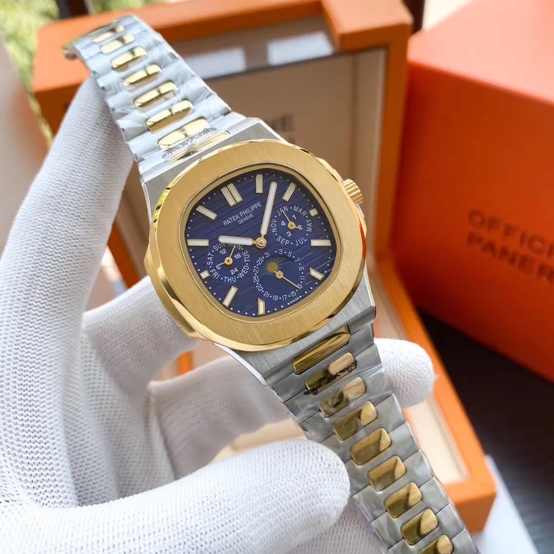 【Foreign trade import】💰1280! Super complex sports watch debuts Dedicate Patek Philippe's "Nautilus" to you for the first time🌹Patek Philippe launches the first Nautilus perpetual calendar watch, using ultra-complex craftsmanship to create a casual sports watch. Patek Philippe has added perpetual calendar and moon phase functions to this sports series watch, perfectly embodying rigorous watchmaking skills in this watch. It combines the rugged durability of sports watches with sophisticated and complex technology, and has a built-in fully automatic mechanical movement. Diameter: 42mm🔥Top quality products continue to be produced🔥